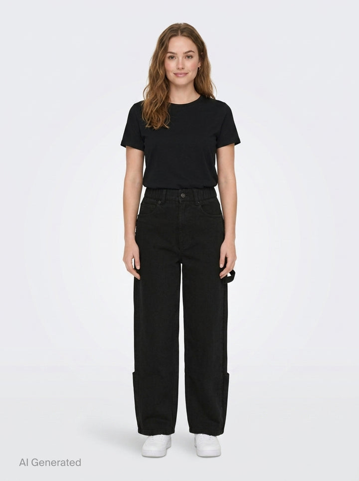 Kangaroo Pocket Wide Leg Jeans | Ordinary Couture Code | Club21 - front
