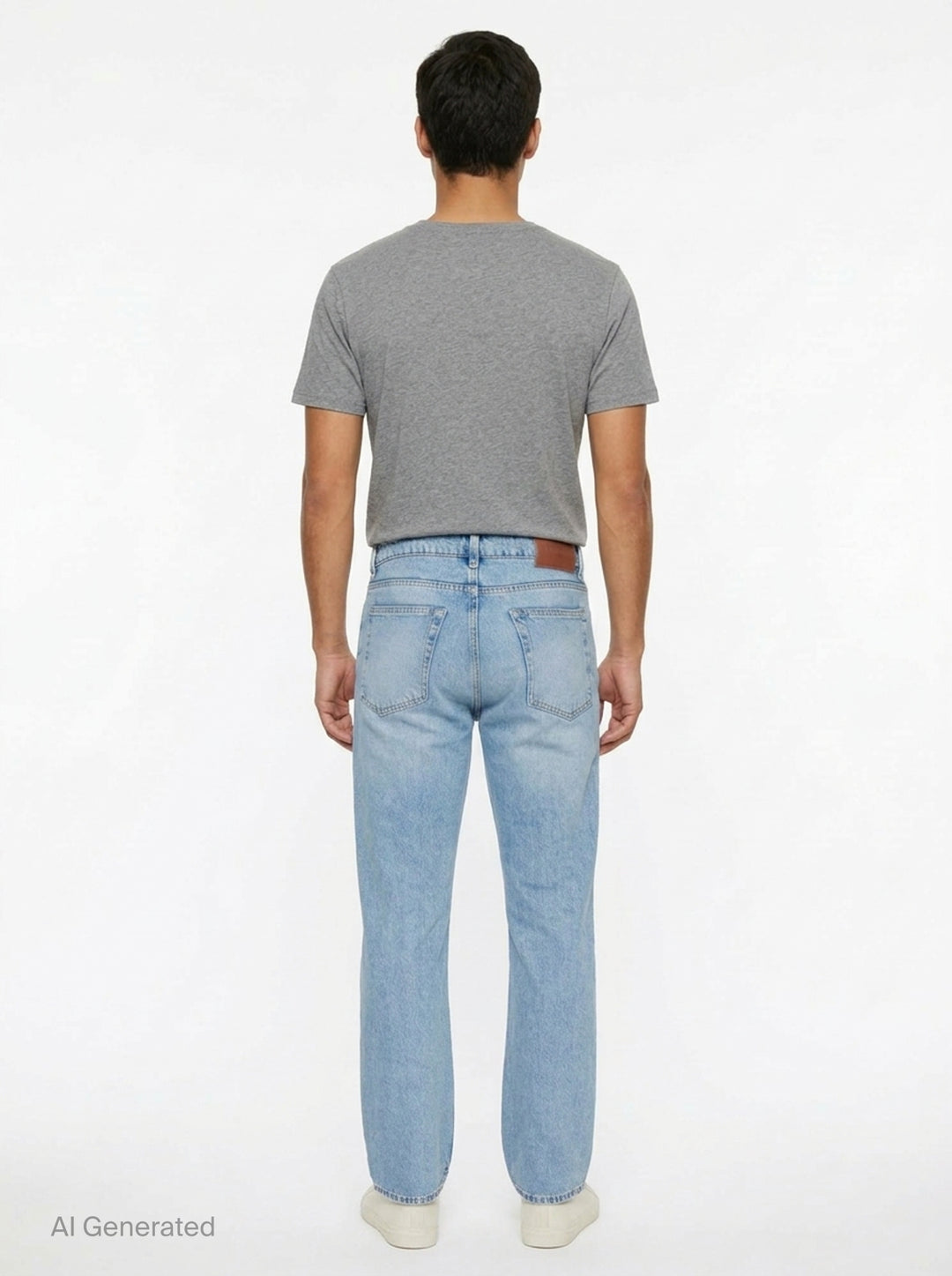 Our Legacy Slate Cut Jeans in light blue stonewash, relaxed straight-leg silhouette with five-pocket construction and vintage-style fading, front view on white background - back