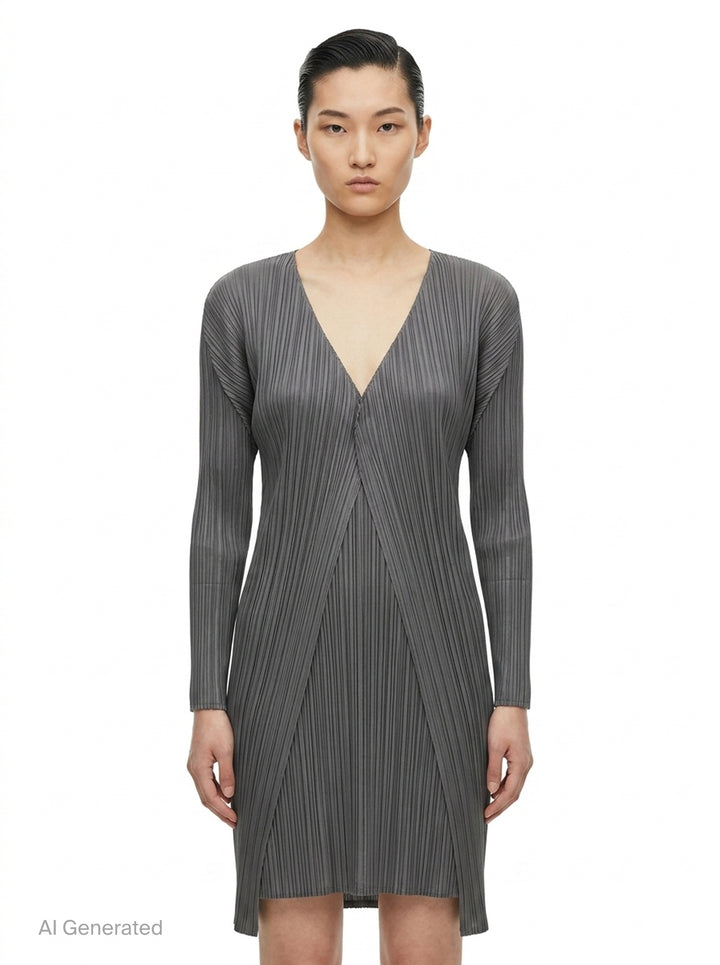 Basics Pleated Long-Sleeve Dress | Pleats Please Issey Miyake | Club21 - front