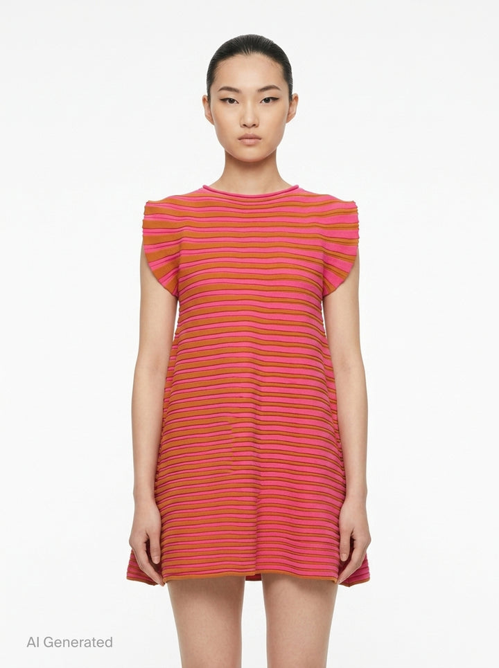 Bounce Knit Stripe Dress | Pleats Please Issey Miyake | Club21 - front