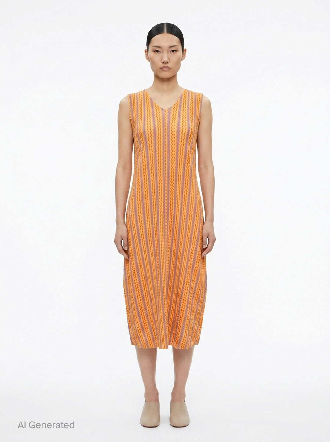 Cotton Zigzag Pleated Dress | Pleats Please Issey Miyake | Club21 - front