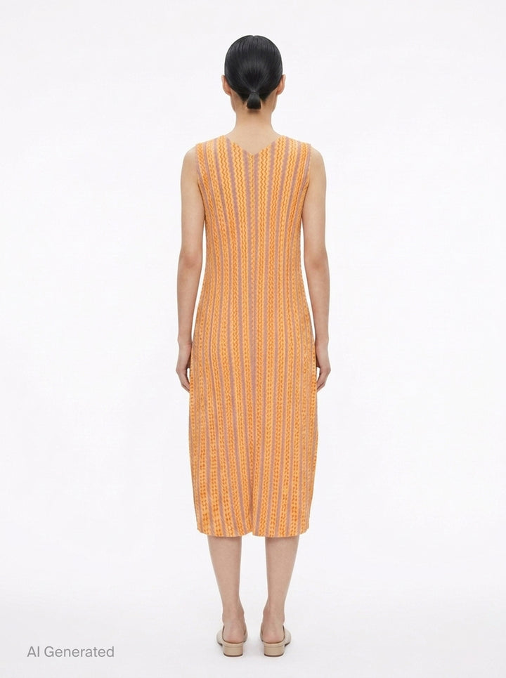Cotton Zigzag Pleated Dress | Pleats Please Issey Miyake | Club21 - back