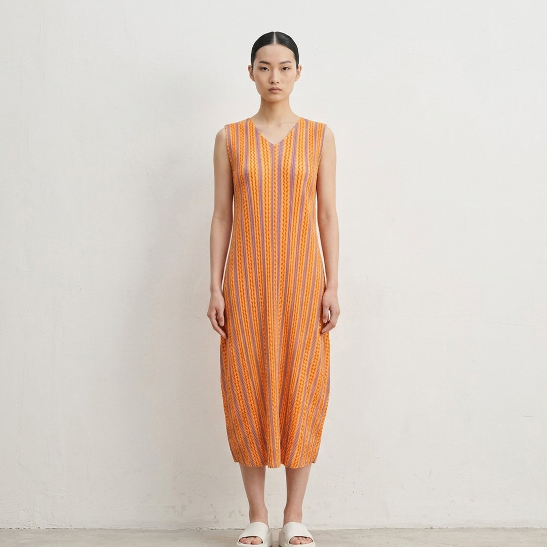Cotton Zigzag Pleated Dress | Pleats Please Issey Miyake | Club21 - lifestyle