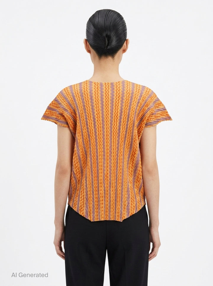 Cotton Zigzag Pleated Shirt | Pleats Please Issey Miyake | Club21 - back