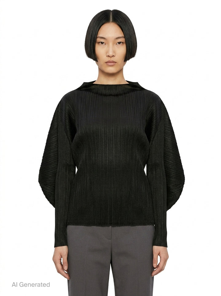 Pleated Long Sleeve Top | Pleats Please Issey Miyake | Club21 - front