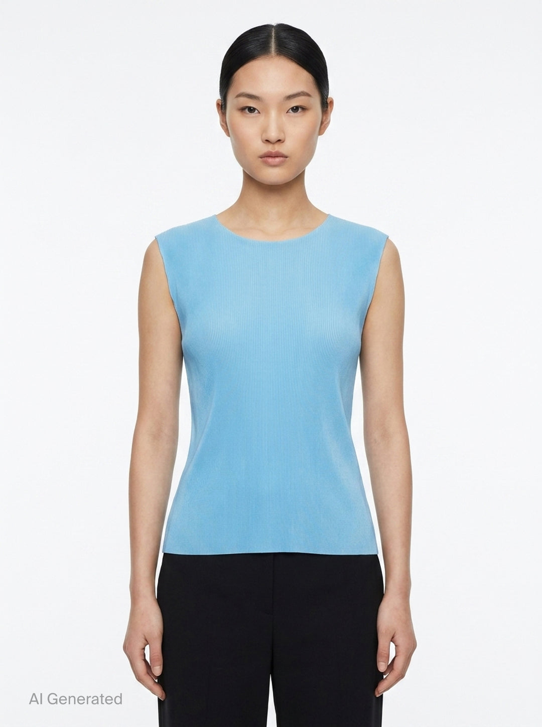 Pleated Sleeveless Round Neck Tank | Pleats Please Issey Miyake | Club21 - front