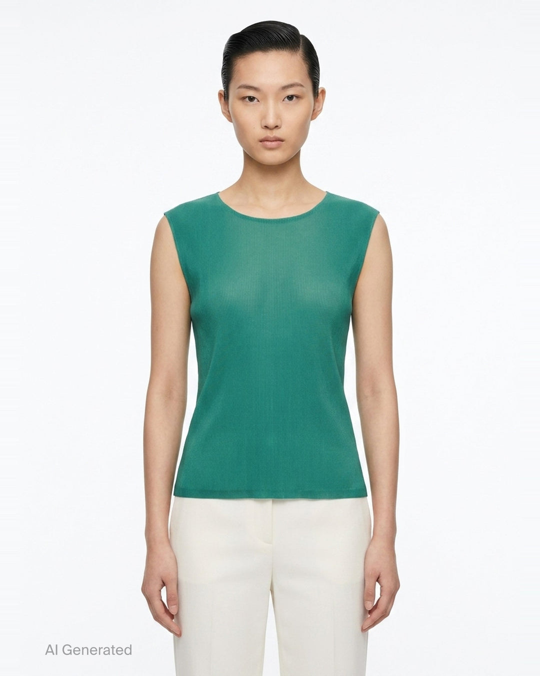 Pleated Sleeveless Round Neck Tank | Pleats Please Issey Miyake | Club21 - front