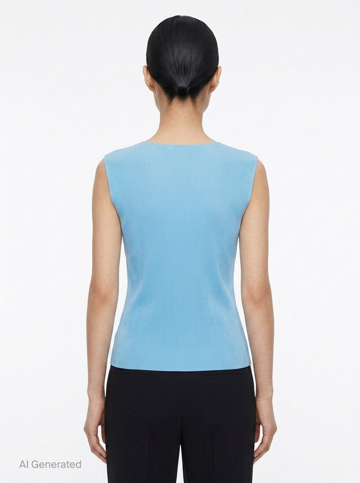 Pleated Sleeveless Round Neck Tank | Pleats Please Issey Miyake | Club21 - back
