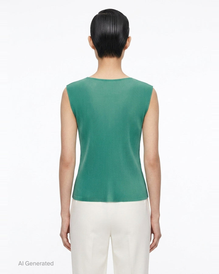 Pleated Sleeveless Round Neck Tank | Pleats Please Issey Miyake | Club21 - back