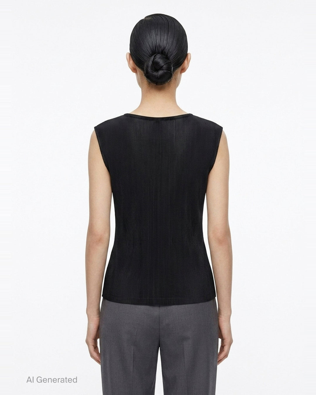 Pleated Sleeveless Round Neck Tank | Pleats Please Issey Miyake | Club21 - back