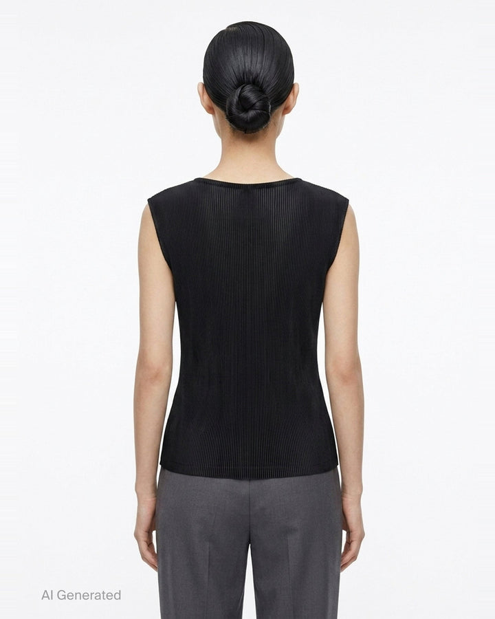 Pleated Sleeveless Round Neck Tank | Pleats Please Issey Miyake | Club21 - back