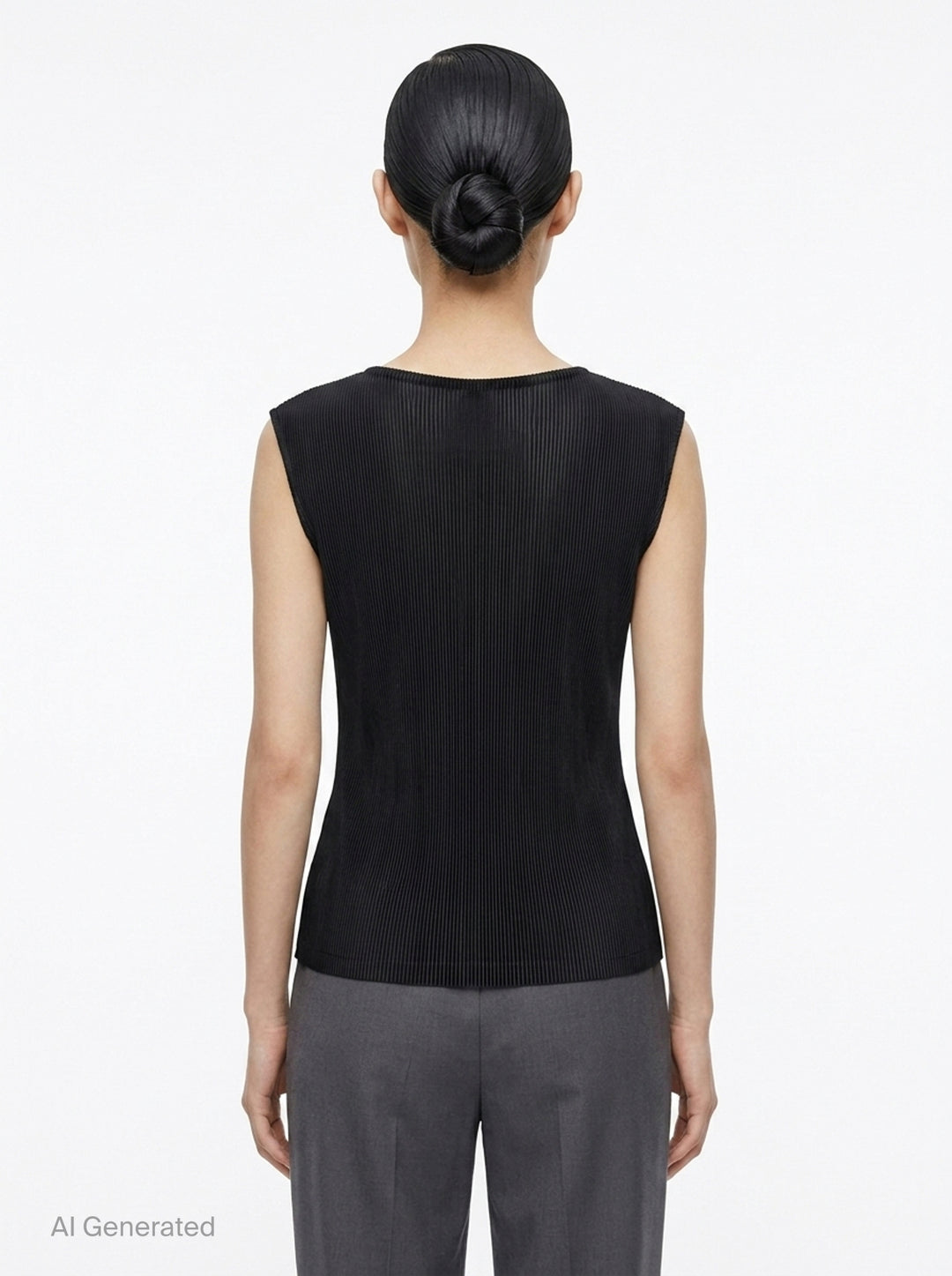 Pleated Sleeveless Round Neck Tank | Pleats Please Issey Miyake | Club21 - back