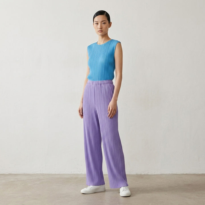 Pleated Sleeveless Round Neck Tank | Pleats Please Issey Miyake | Club21 - lifestyle