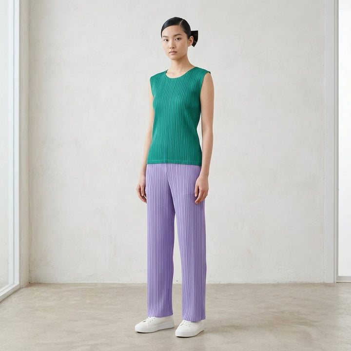 Pleated Sleeveless Round Neck Tank | Pleats Please Issey Miyake | Club21 - lifestyle