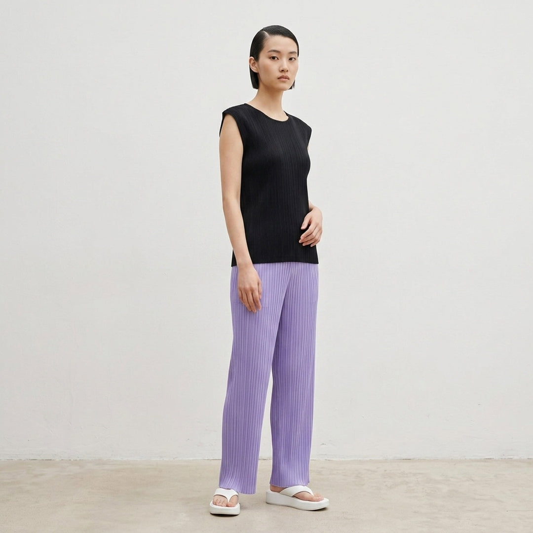Pleated Sleeveless Round Neck Tank | Pleats Please Issey Miyake | Club21 - lifestyle