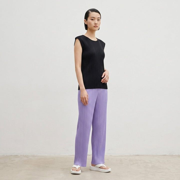 Pleated Sleeveless Round Neck Tank | Pleats Please Issey Miyake | Club21 - lifestyle