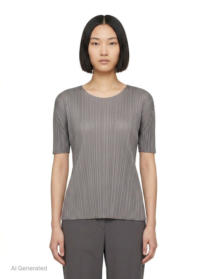 Short Sleeve Pleated Top | Pleats Please Issey Miyake | Club21 - front