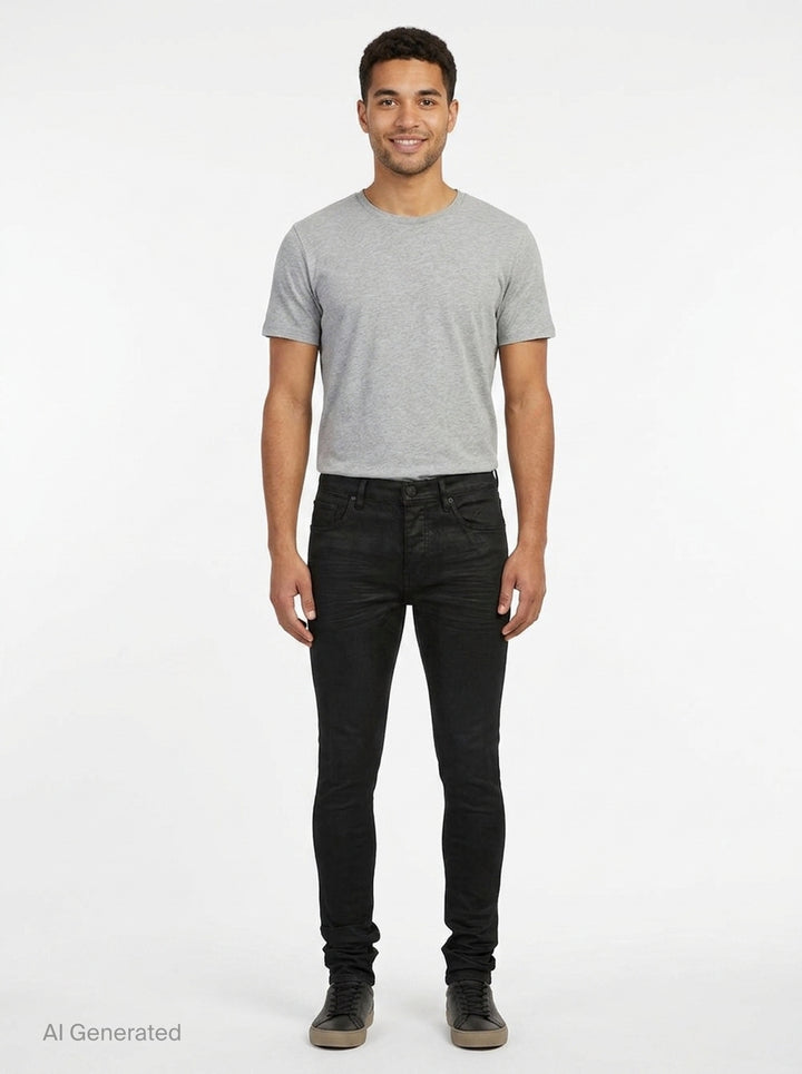 Black Resin 3D Skinny Jeans | Purple | Club21 - front