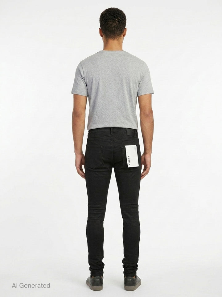 Black Resin 3D Skinny Jeans | Purple | Club21 - back