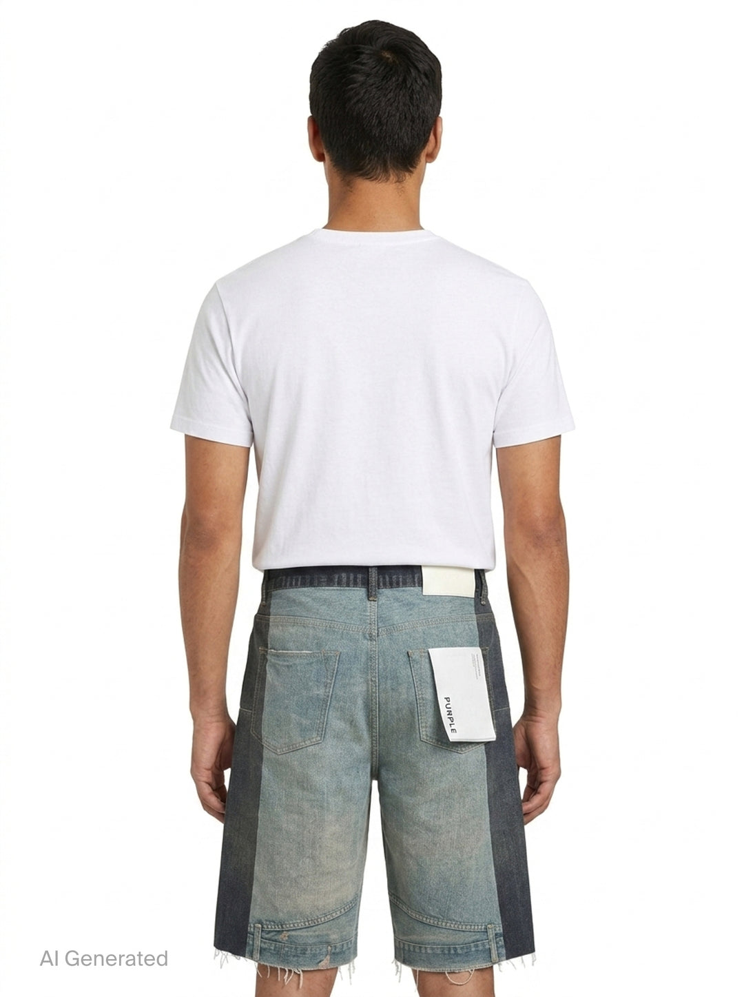 Upside Down Denim Shorts | Purple | Club21 - back