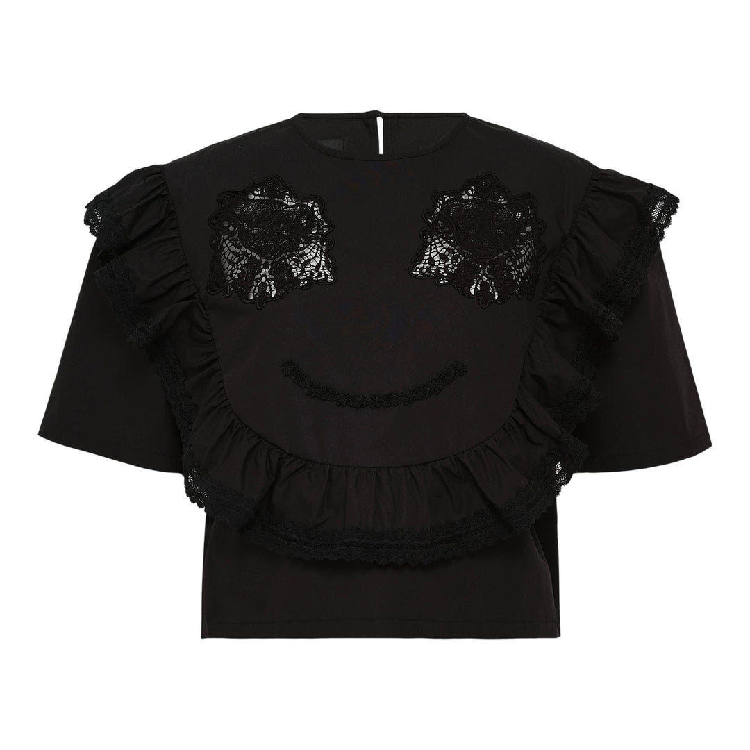 Club21 - pushBUTTON - Black Push Skull Smile Blouse - BLOUSES - Black