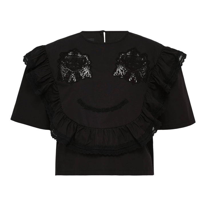 Club21 - pushBUTTON - Black Push Skull Smile Blouse - BLOUSES - Black