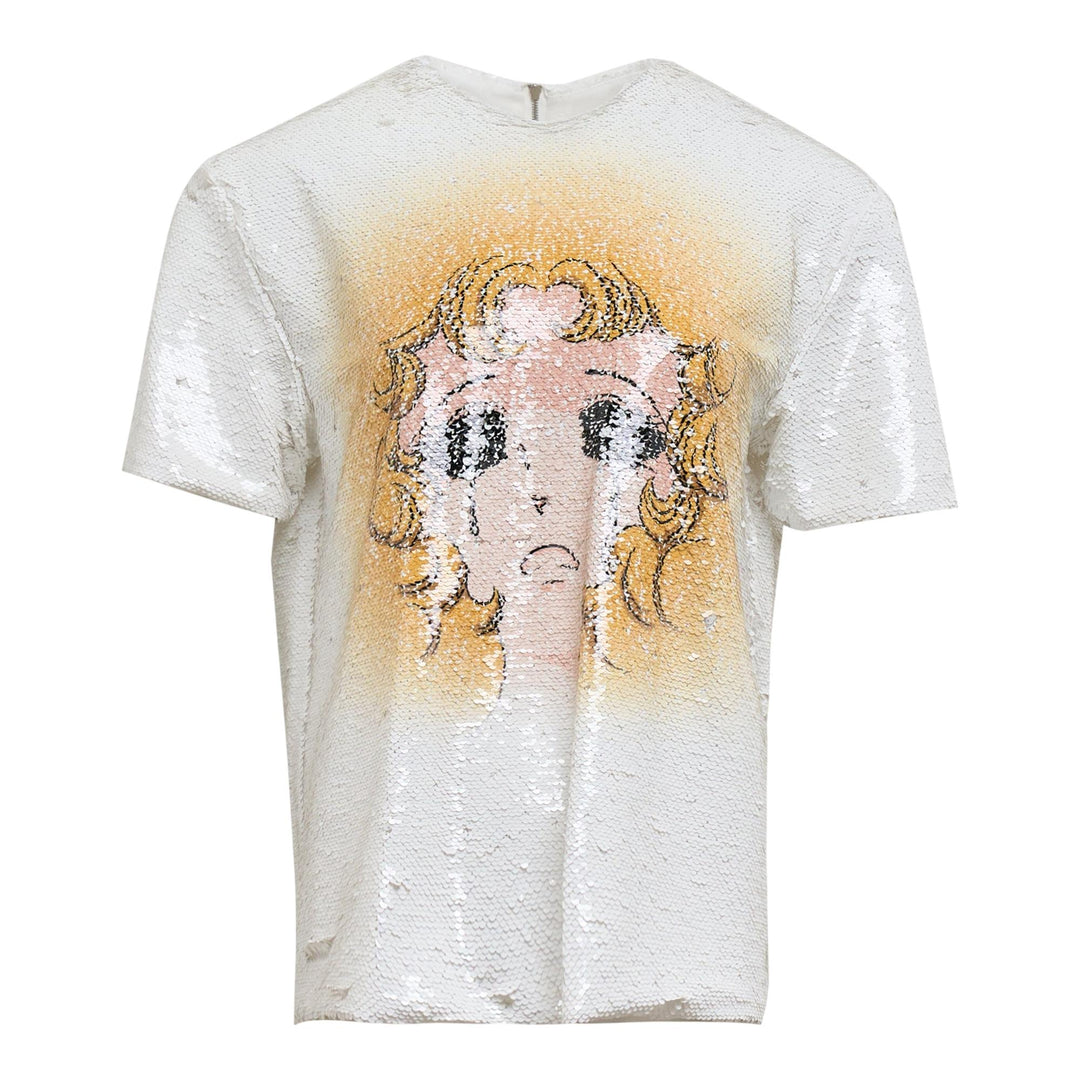 Club21 - pushBUTTON - Crying Girl Sequin Top - TEES - White