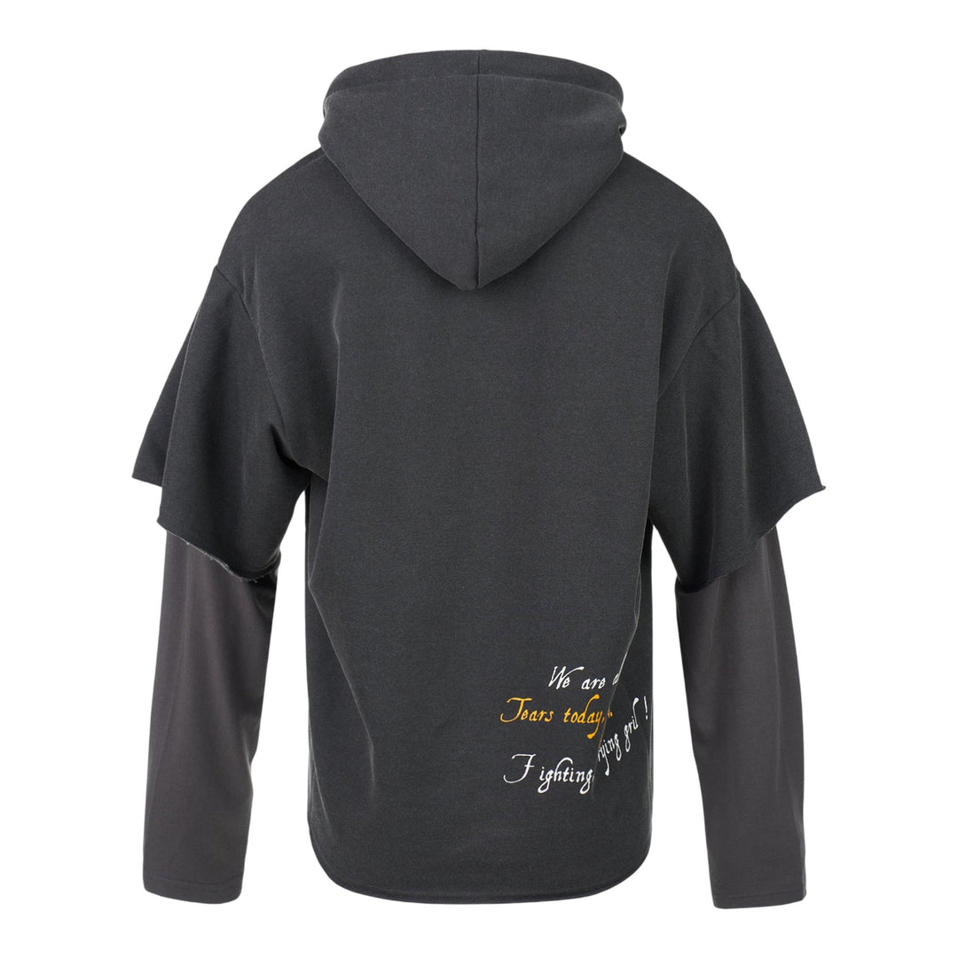 Club21 - pushBUTTON - Dark Gray Raw Edge Zip-Up Hoodie - SWEATERS - Grey