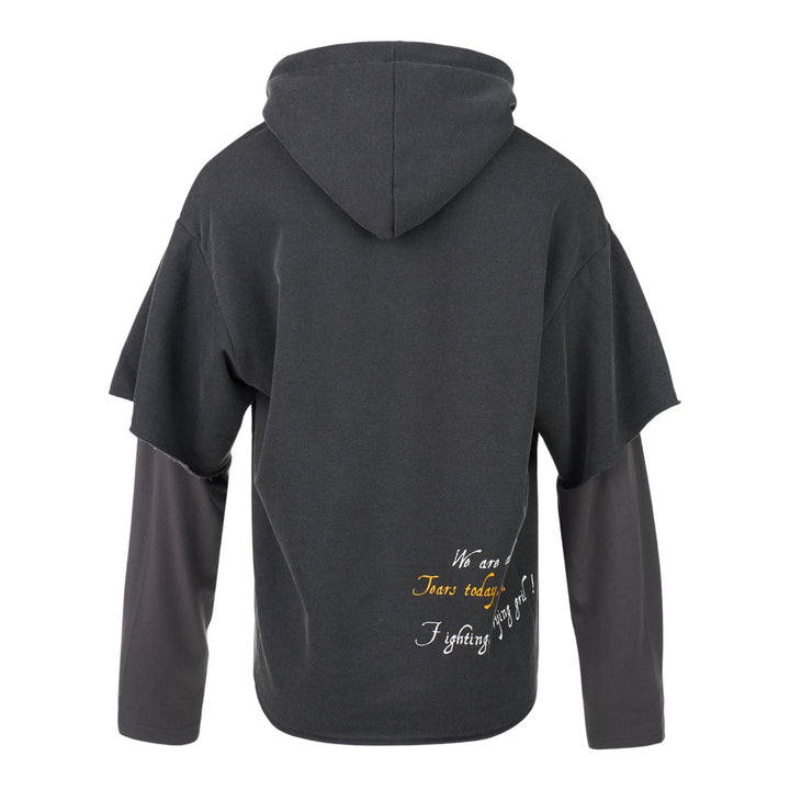 Club21 - pushBUTTON - Dark Gray Raw Edge Zip-Up Hoodie - SWEATERS - Grey