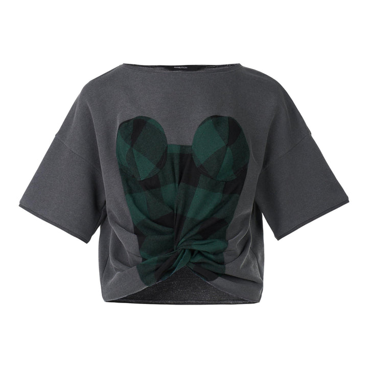 Club21 - pushBUTTON - Dark Gray Twisted Hem Top - TEES - Grey
