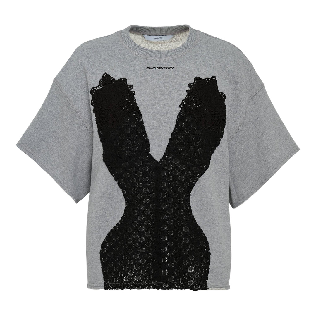 Club21 - pushBUTTON - Gray Bustier Layered Top - TEES - Light Grey