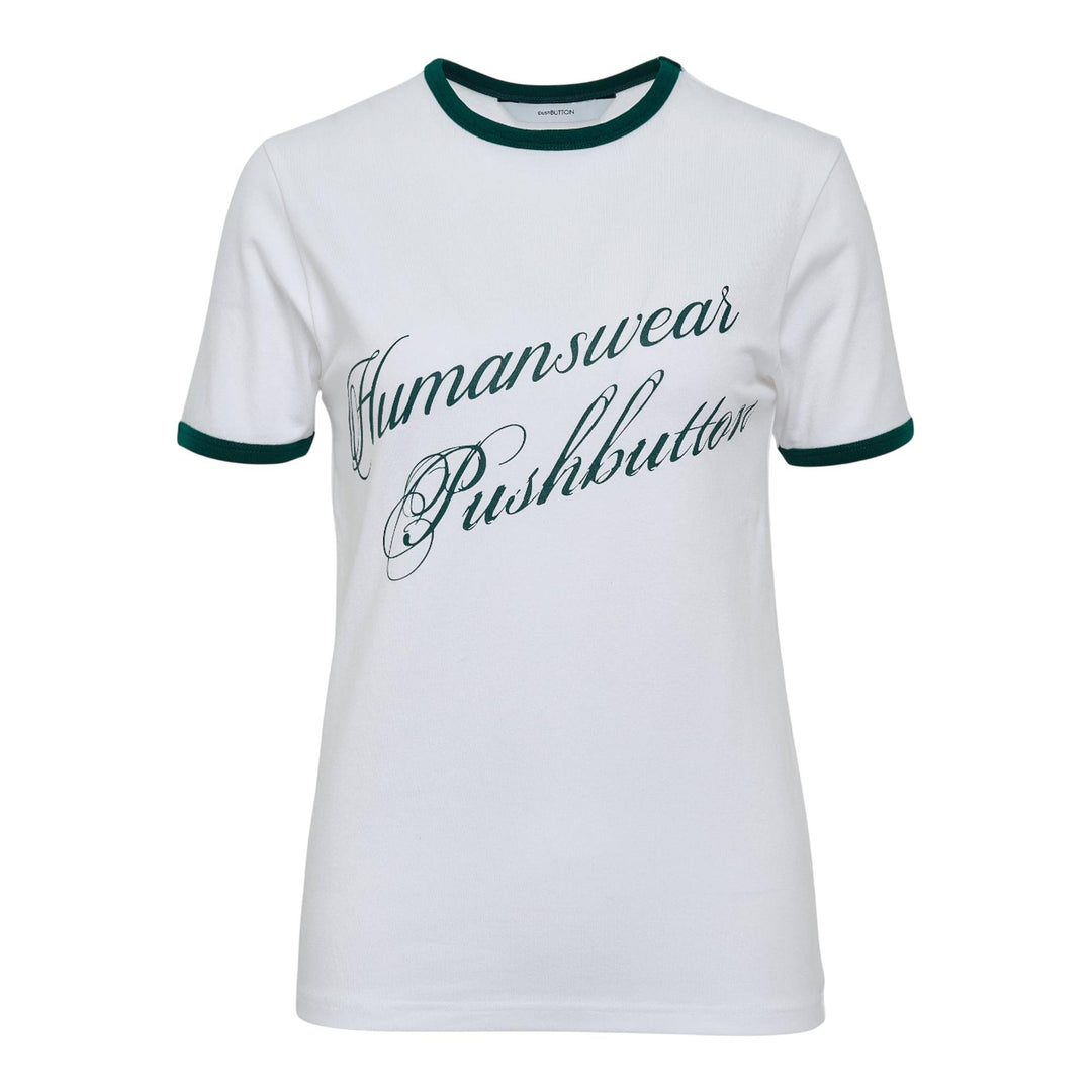 Club21 - pushBUTTON - Green Ringer T-Shirt - TEES - White