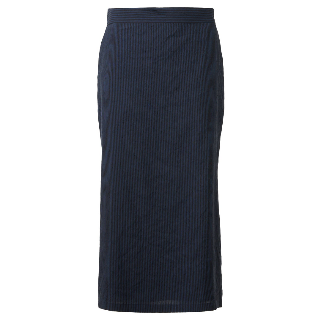 Navy Cutout Back H-Line Skirt