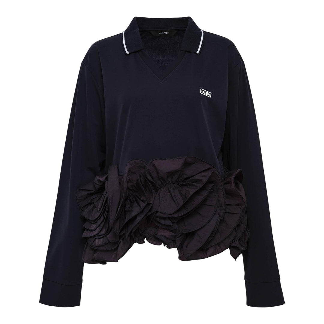 Club21 - pushBUTTON - Navy Flower Hem Top - CARDIGANS - Navy
