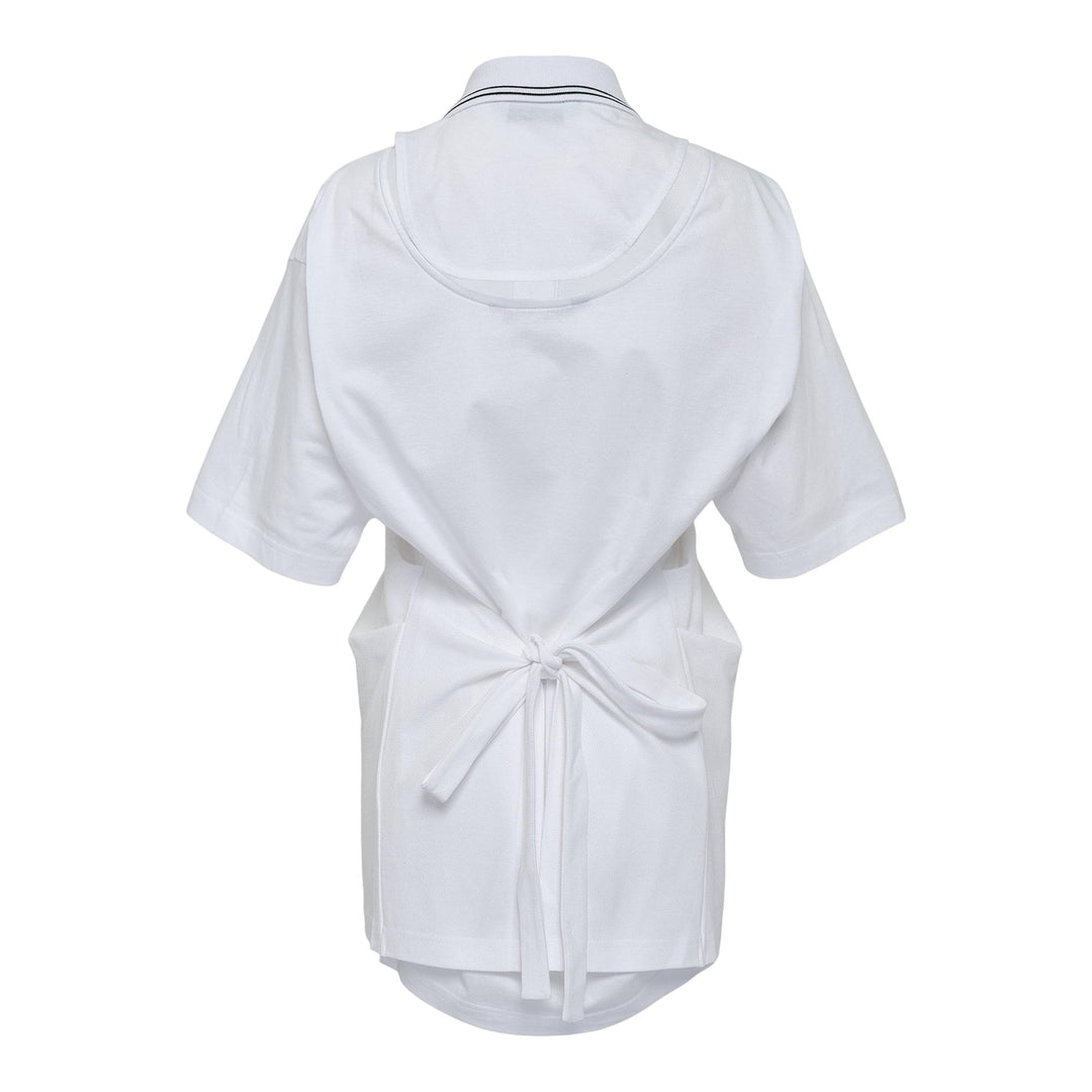 Club21 - pushBUTTON - White Apron Wrap Pique Top - BLOUSES - White