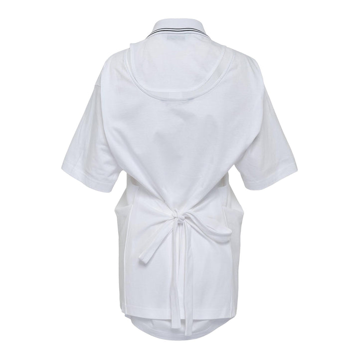 Club21 - pushBUTTON - White Apron Wrap Pique Top - BLOUSES - White