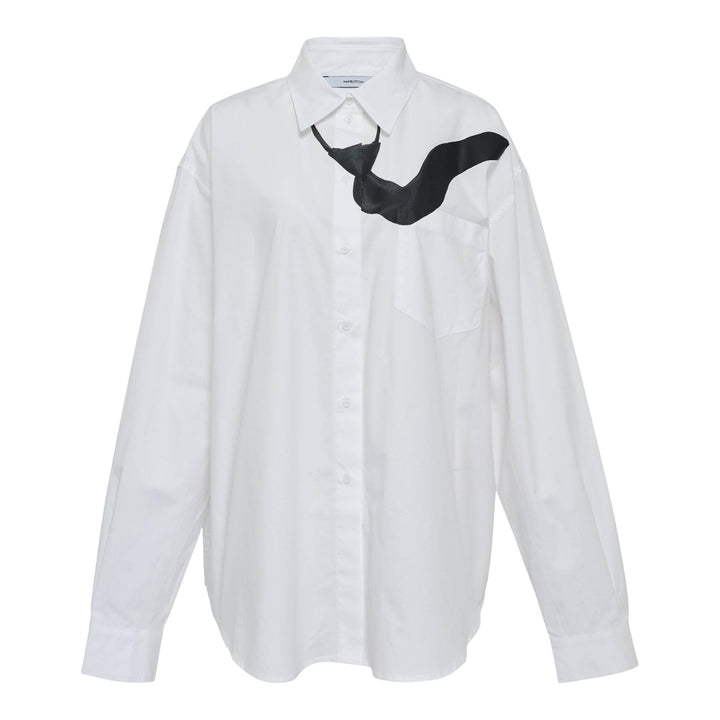 Club21 - pushBUTTON - White Flying Tie Printed Shirt - BLOUSES - White
