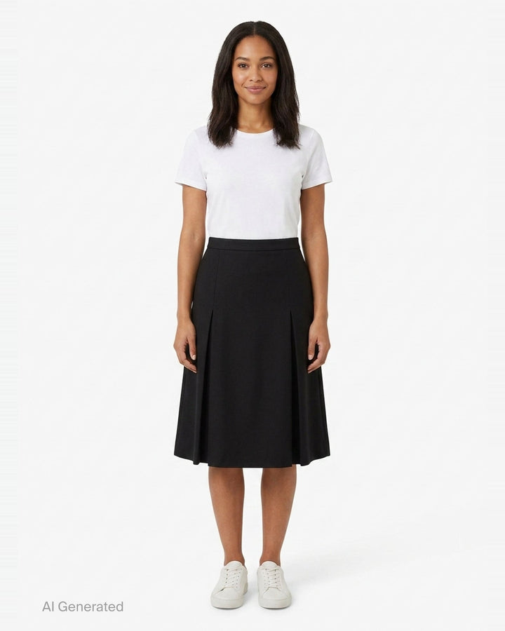 Black Flared Tuck Skirt | pushBUTTON | Club21 - front