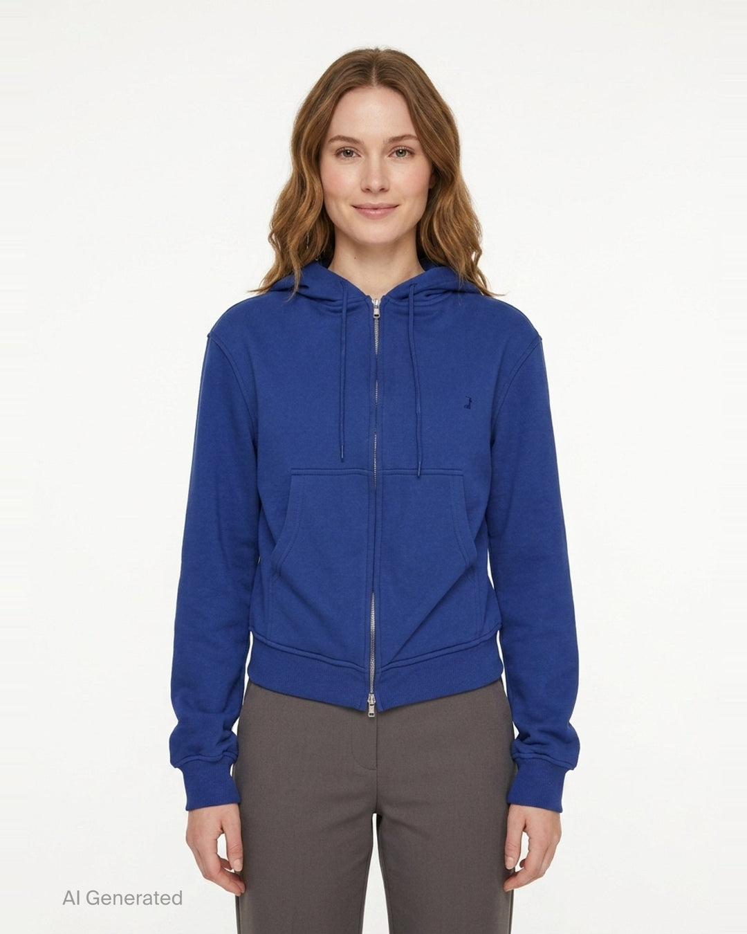 Blue Draped Zip-Up Hoodie | pushBUTTON | Club21 - front