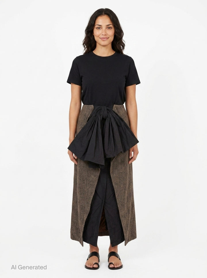 Bow Detail Draped Skirt | pushBUTTON | Club21 - front