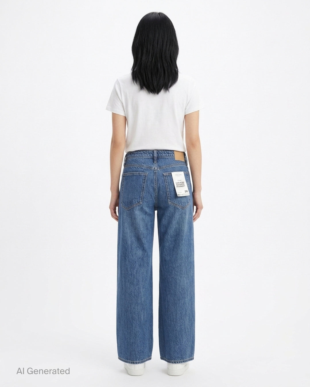 rag & bone Cam Ankle Straight Jeans in mid-blue washed denim with relaxed straight leg and cropped ankle hem, shown flat from the front - back