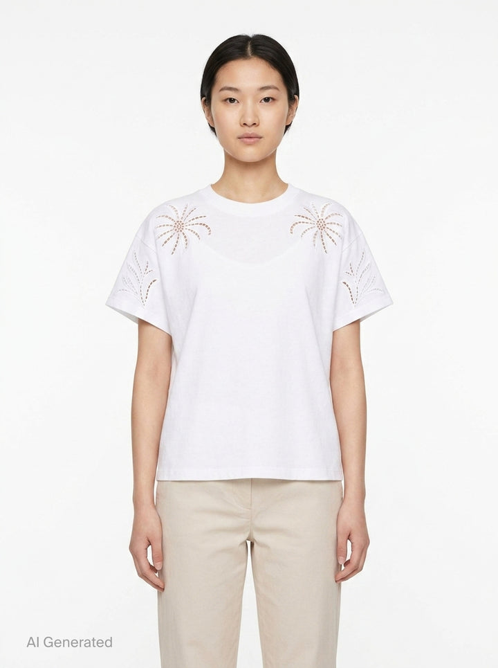 Floral Cutout Kelly Boxy Tee | rag & bone | Club21 - front