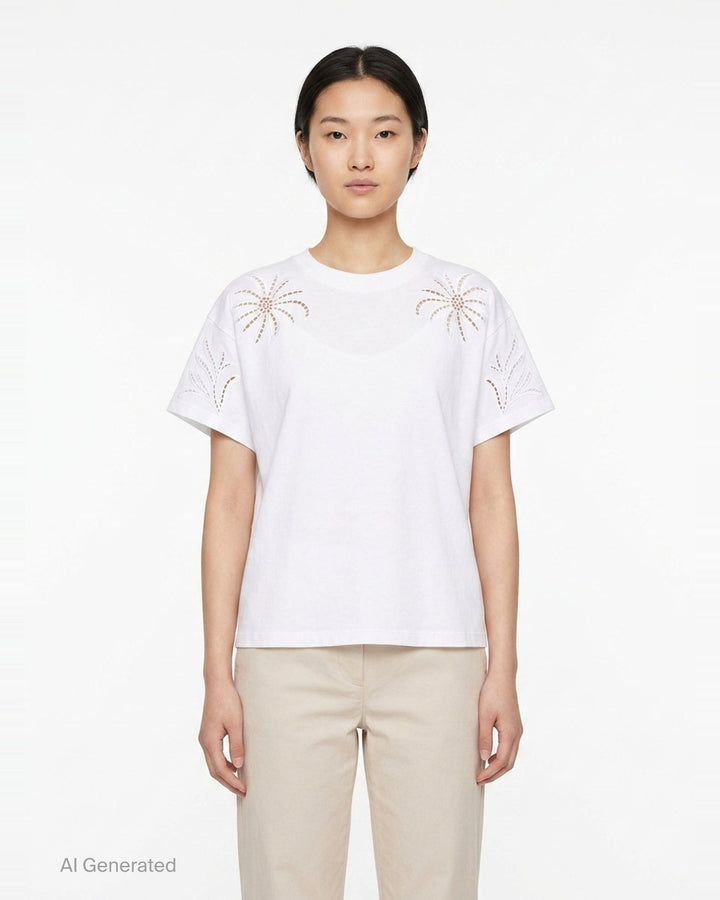 Floral Cutout Kelly Boxy Tee | rag & bone | Club21 - front