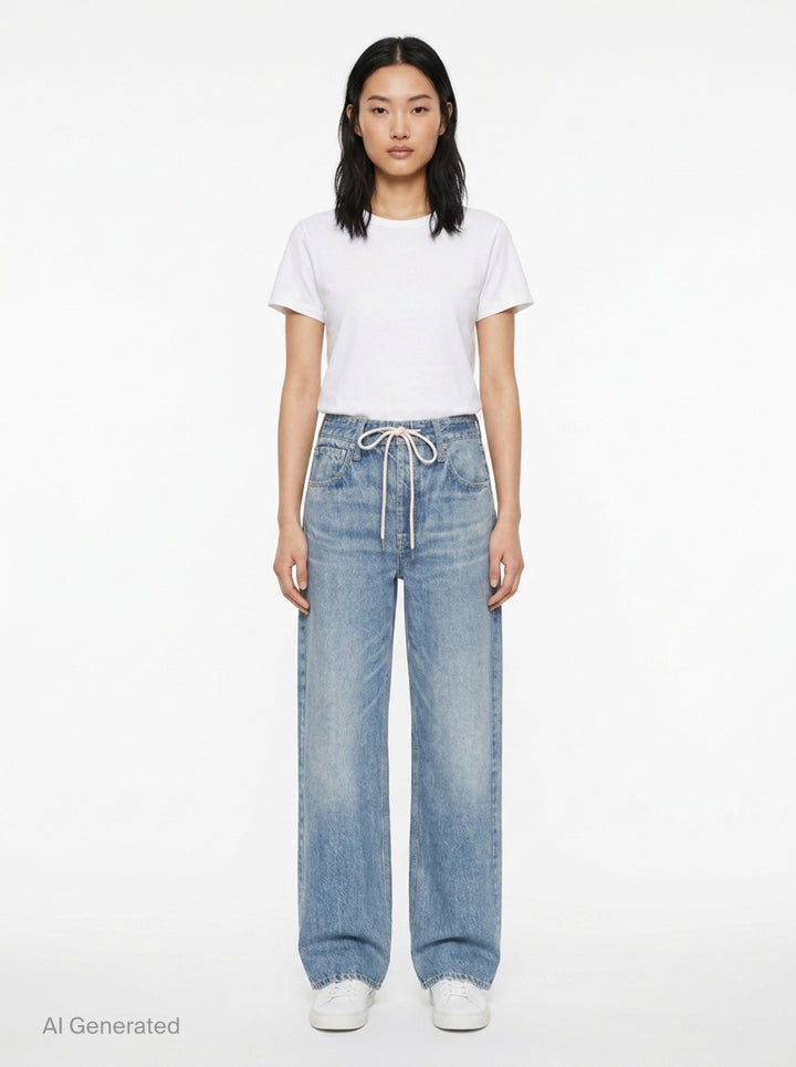 Miramar Drawcord Wide Leg Jeans | rag & bone | Club21 - front