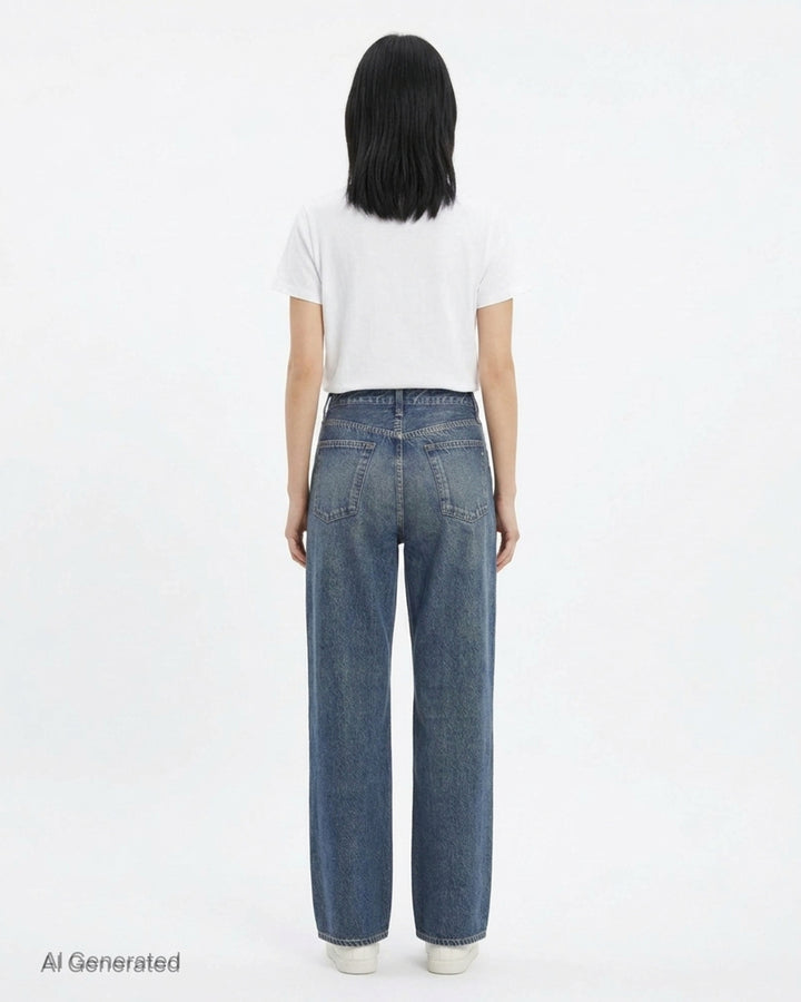 rag & bone Miramar Terry Shea straight-leg ankle jeans in faded indigo denim, front view - back