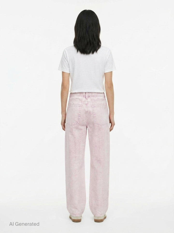 rag & bone Miramar Wide Pull-On Jeans in light indigo wash, featuring a relaxed wide-leg silhouette, pull-on waistband, and five-pocket construction with vintage sun-bleached fading - back