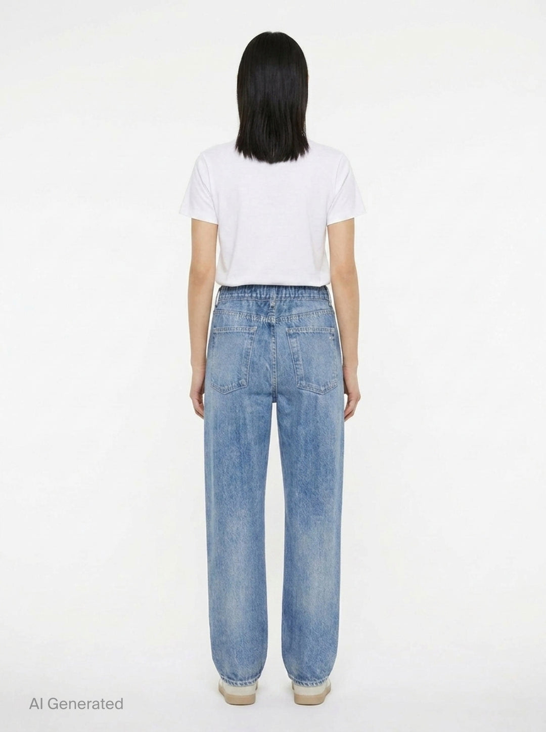 rag & bone Miramar Wide Pull-On Jeans in light indigo wash, featuring a relaxed wide-leg silhouette, pull-on waistband, and five-pocket construction with vintage sun-bleached fading - back
