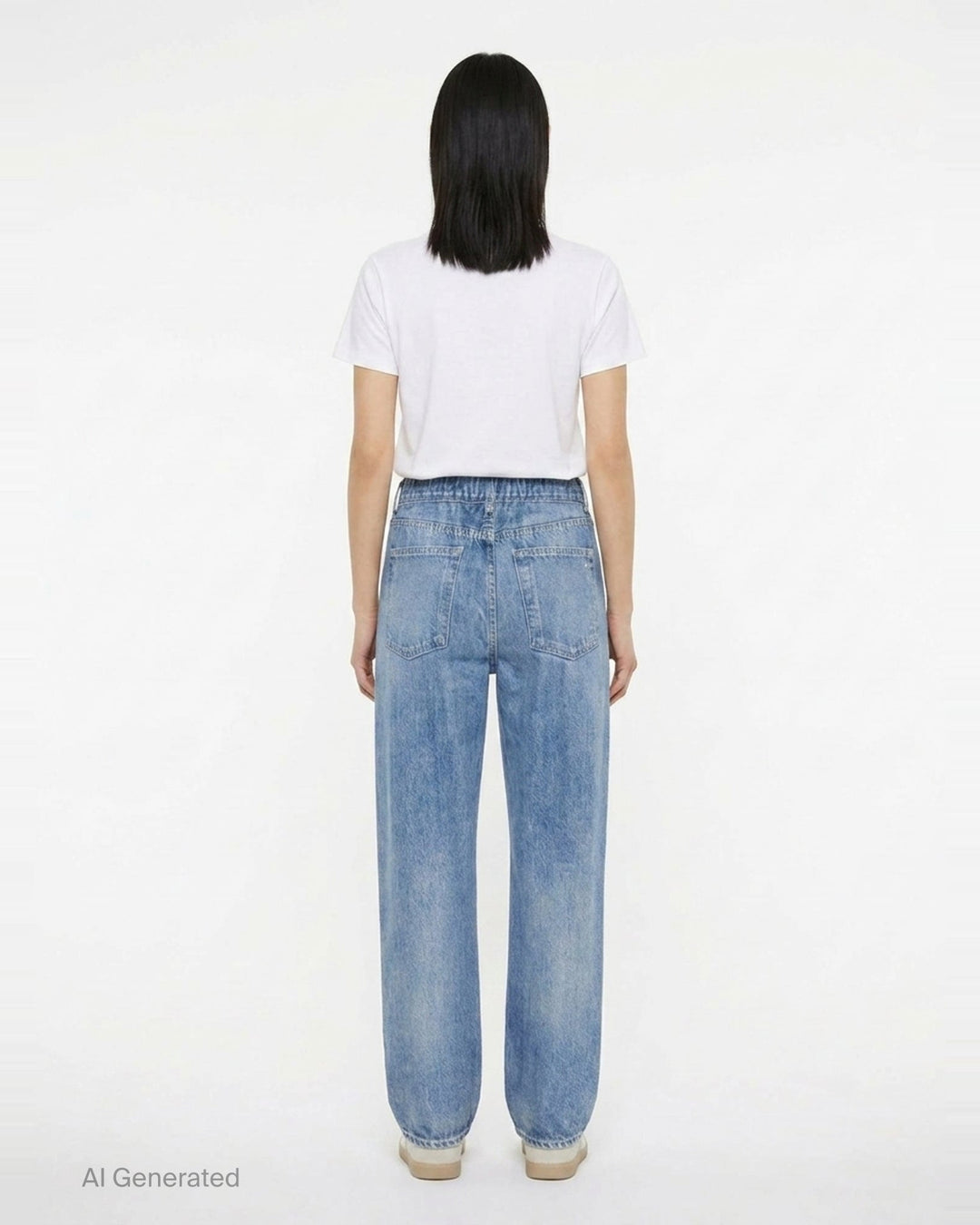 rag & bone Miramar Wide Pull-On Jeans in light indigo wash, featuring a relaxed wide-leg silhouette, pull-on waistband, and five-pocket construction with vintage sun-bleached fading - back