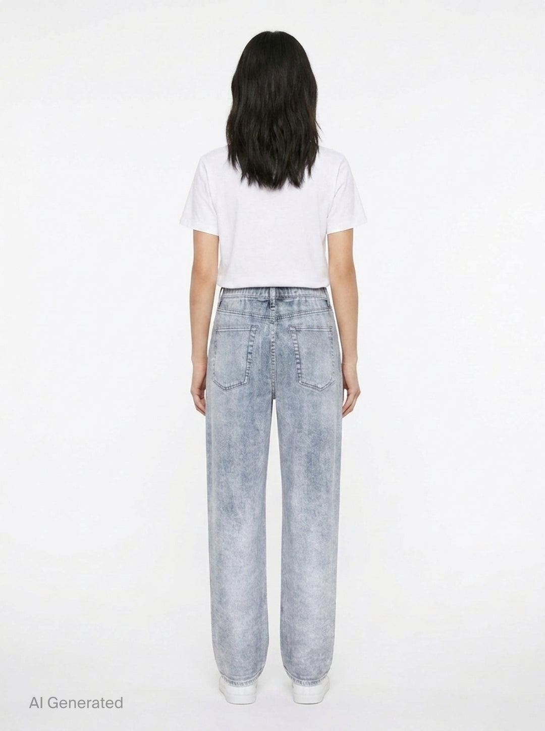 rag & bone Miramar Wide Pull-On Jeans in light indigo wash, featuring a relaxed wide-leg silhouette, pull-on waistband, and five-pocket construction with vintage sun-bleached fading - back