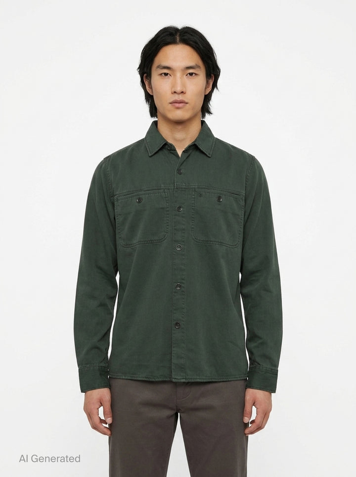 Overdyed Denim Long Sleeve Workwear Shirt | rag & bone | Club21 - front